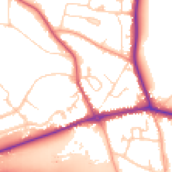 Daytime road noise heatmap for HP9 1GW