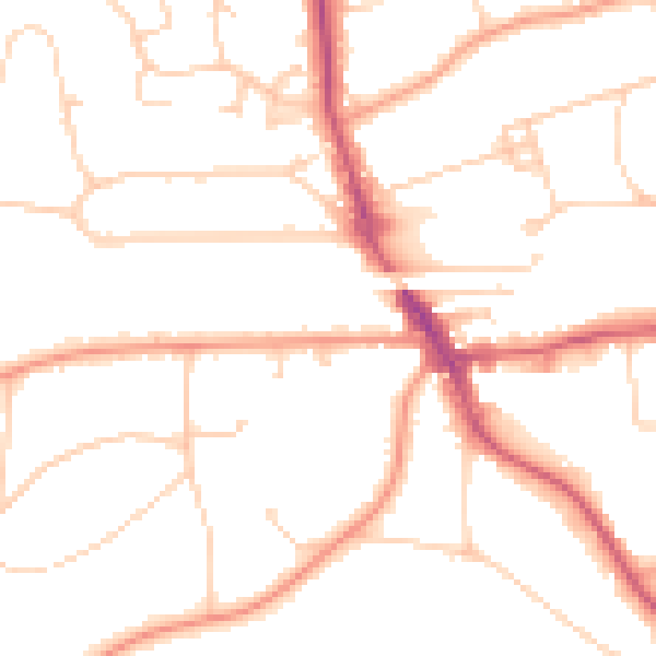 Daytime road noise heatmap for HP9 1HQ