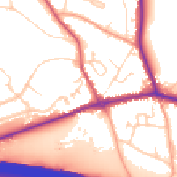 Daytime road noise heatmap for HP9 1LU