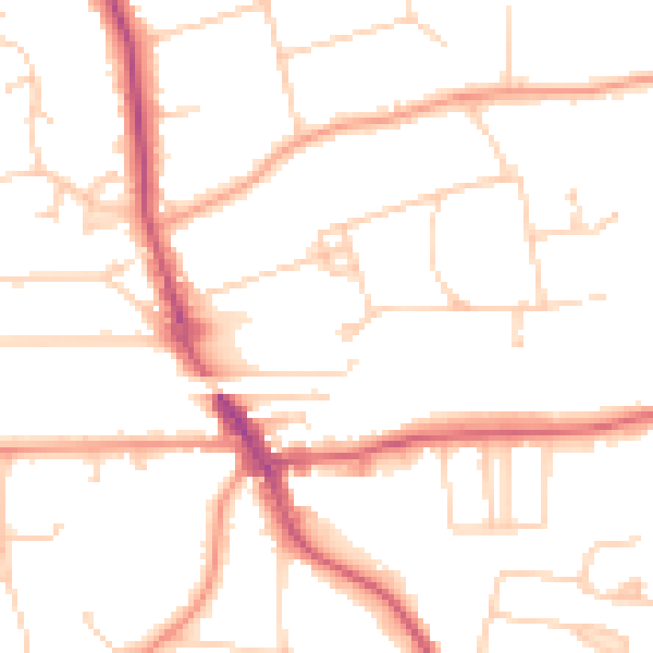 Daytime road noise heatmap for HP9 2DA