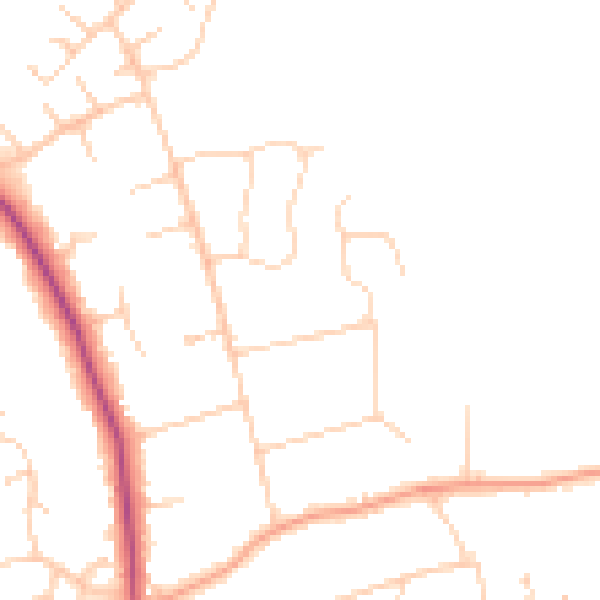 Daytime road noise heatmap for HP9 2DW