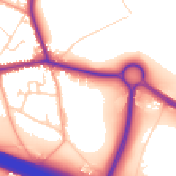 Daytime road noise heatmap for HP9 2JA