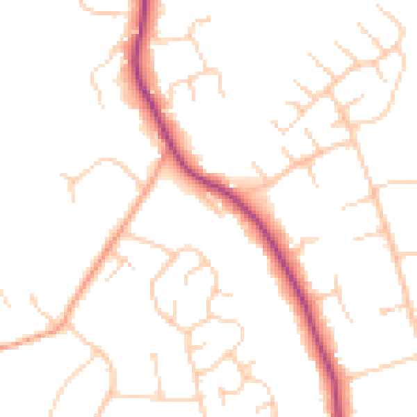 Daytime road noise heatmap for HP9 2TJ