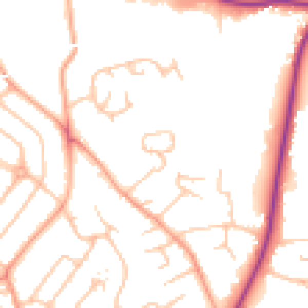 Daytime road noise heatmap for HR1 1AD