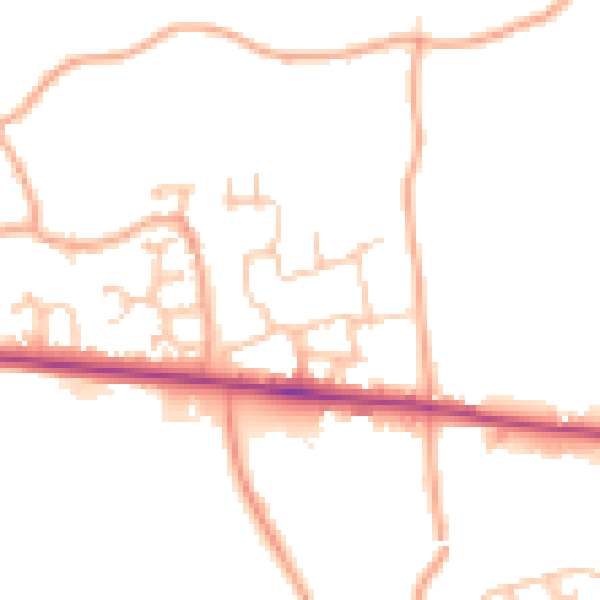 Daytime road noise heatmap for HR1 1AE