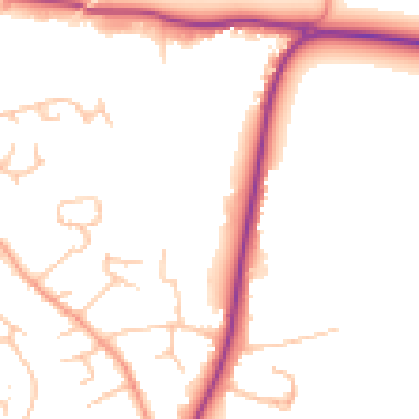 Daytime road noise heatmap for HR1 1AG