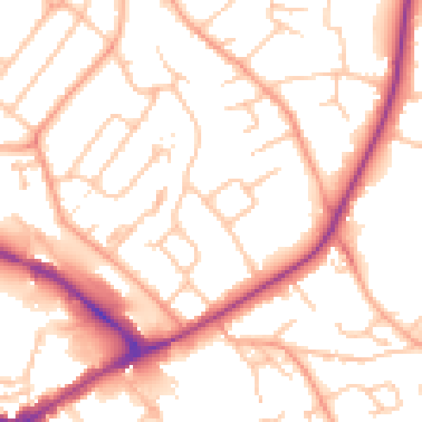 Daytime road noise heatmap for HR1 1BN