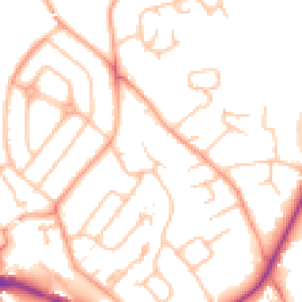 Daytime road noise heatmap for HR1 1BU