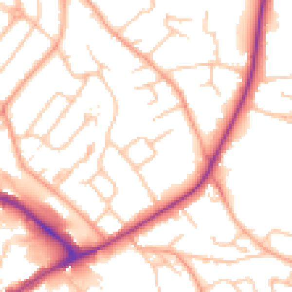 Daytime road noise heatmap for HR1 1BW