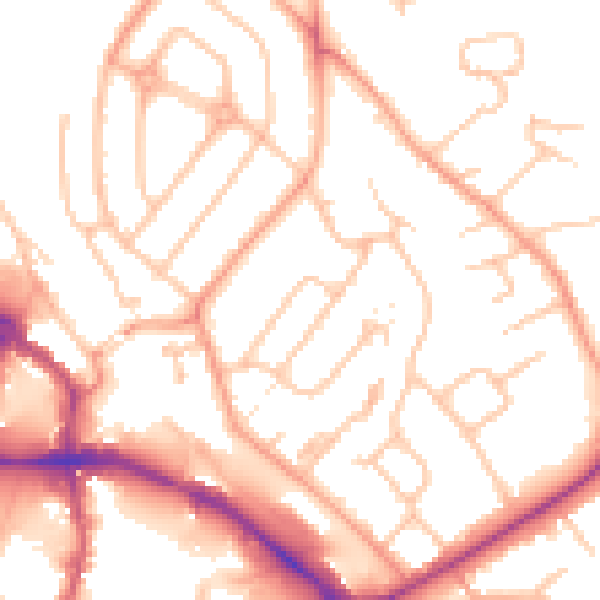 Daytime road noise heatmap for HR1 1BY