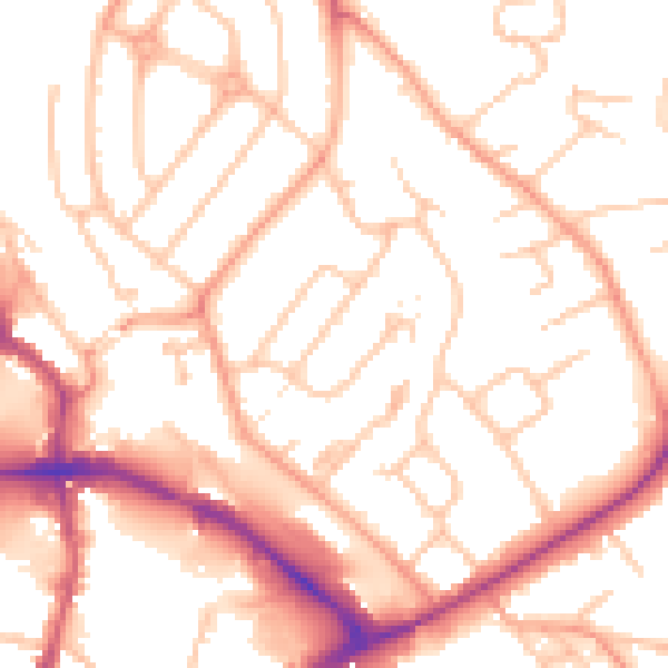 Daytime road noise heatmap for HR1 1BZ