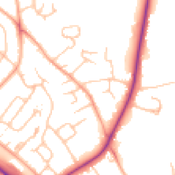 Daytime road noise heatmap for HR1 1DG
