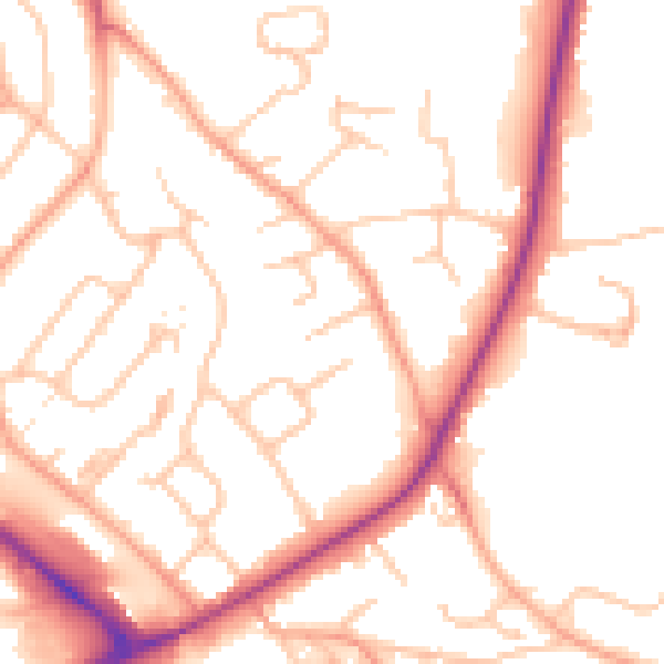 Daytime road noise heatmap for HR1 1DH