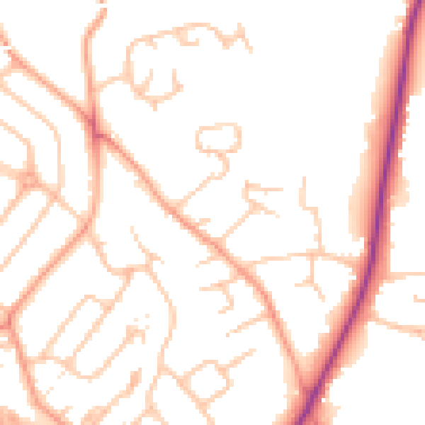 Daytime road noise heatmap for HR1 1DP