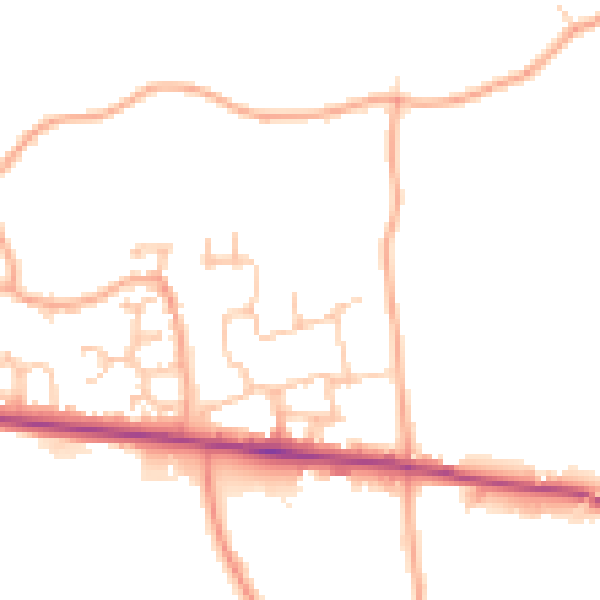 Daytime road noise heatmap for HR1 1GF