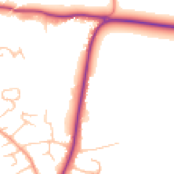 Daytime road noise heatmap for HR1 1JJ