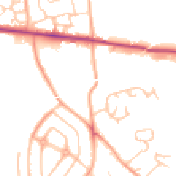 Daytime road noise heatmap for HR1 1JR