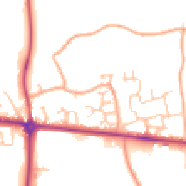 Daytime road noise heatmap for HR1 1LJ