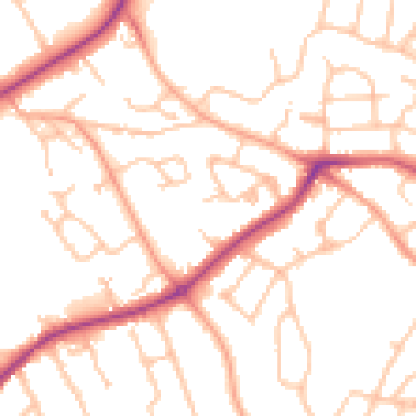 Daytime road noise heatmap for HR1 1NS