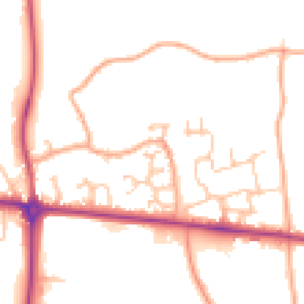 Daytime road noise heatmap for HR1 1QA