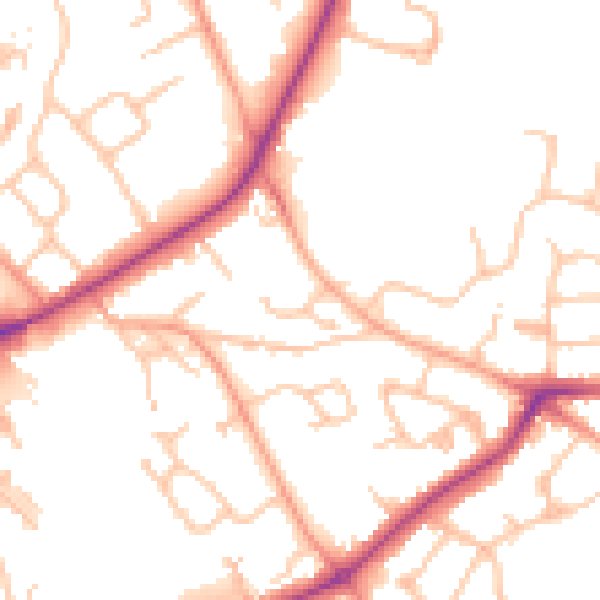 Daytime road noise heatmap for HR1 1RB