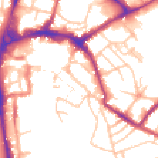Daytime road noise heatmap for HR1 2JB