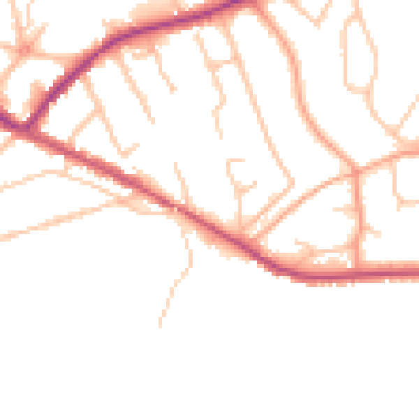 Daytime road noise heatmap for HR1 2SN