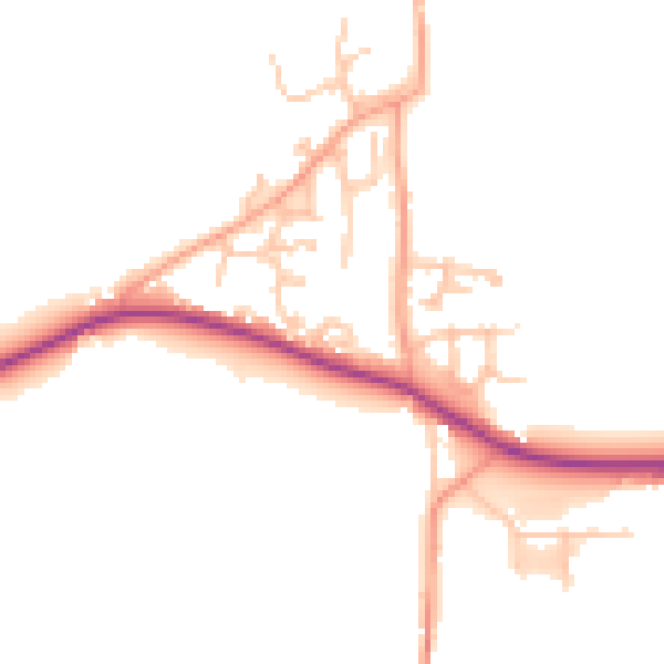 Daytime road noise heatmap for HR1 3FL