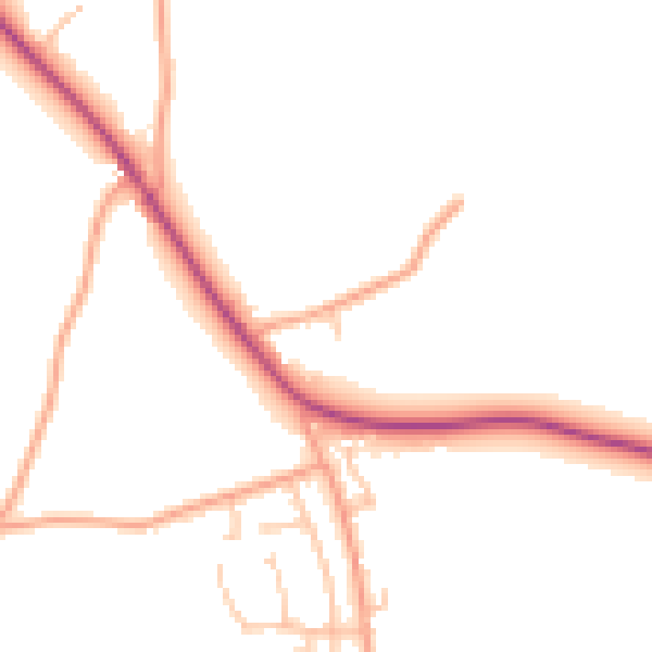 Daytime road noise heatmap for HR1 3LB