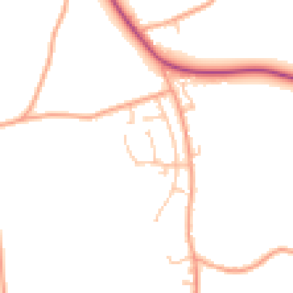 Daytime road noise heatmap for HR1 3LT