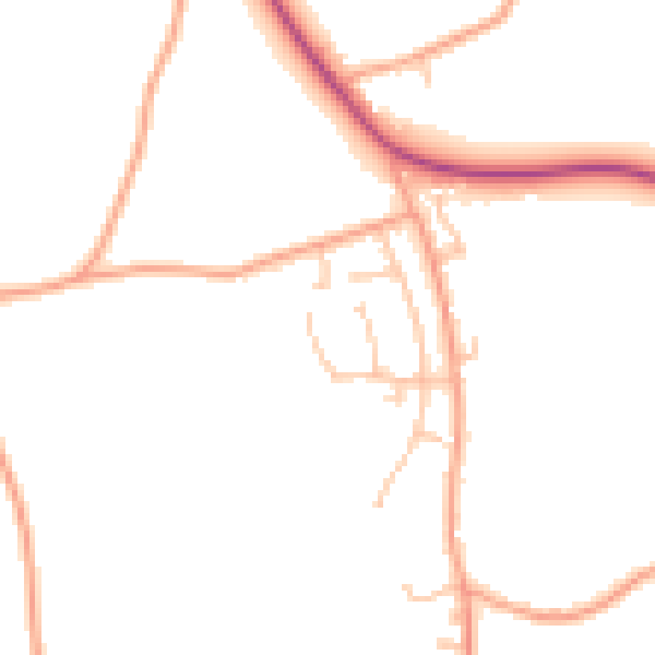 Daytime road noise heatmap for HR1 3LU