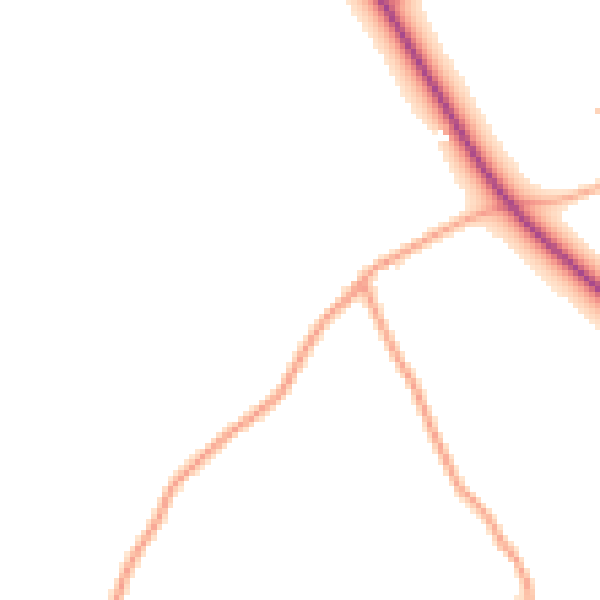 Daytime road noise heatmap for HR1 3PW