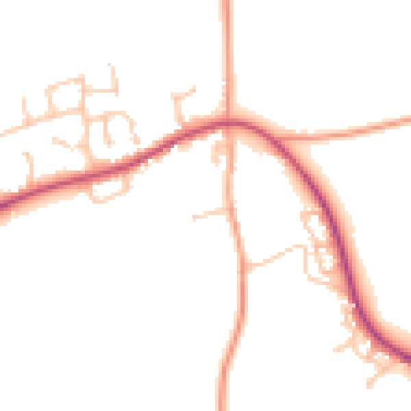 Daytime road noise heatmap for HR1 4DB