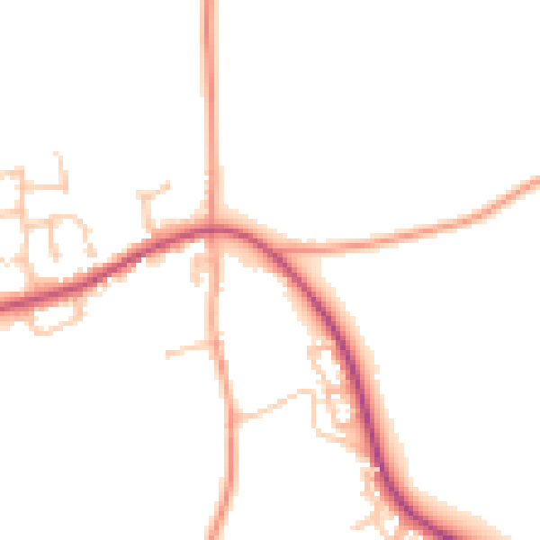 Daytime road noise heatmap for HR1 4FG