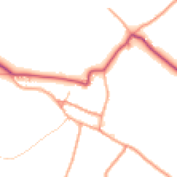 Daytime road noise heatmap for HR3 6AW
