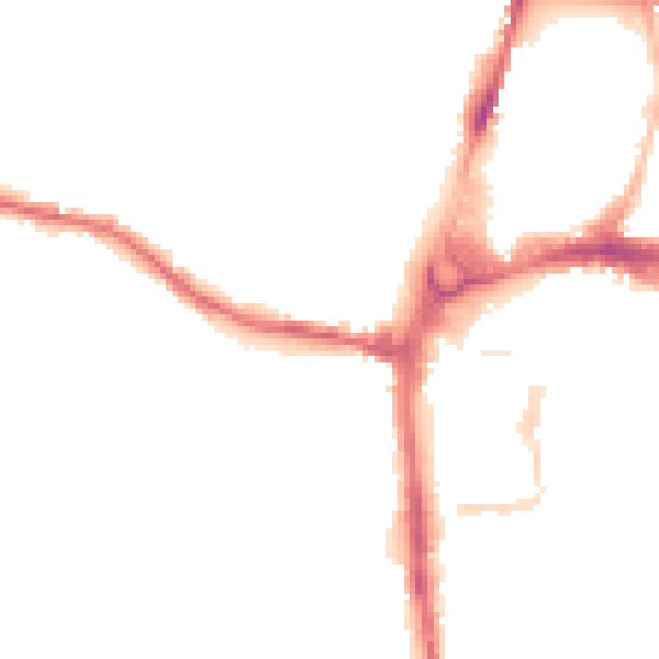 Night-time road noise heatmap for HR4 0AP