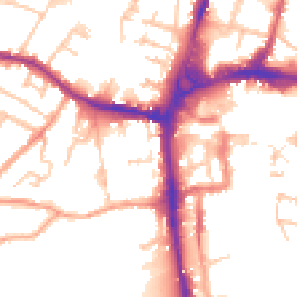 Daytime road noise heatmap for HR4 0DA