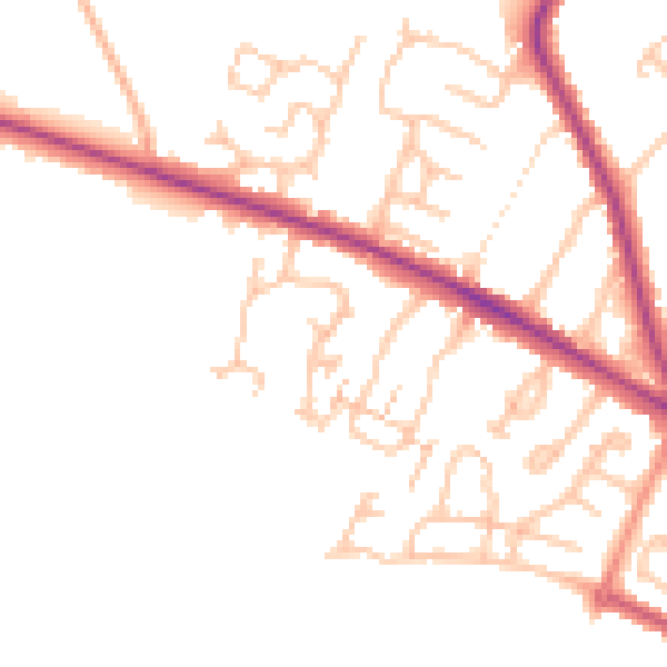 Daytime road noise heatmap for HR4 0PP