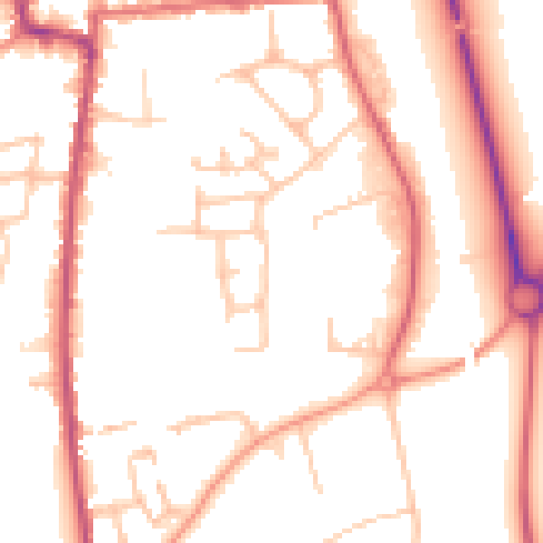 Daytime road noise heatmap for HR6 8BH