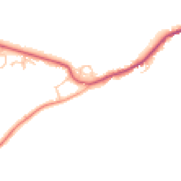 Daytime road noise heatmap for HR6 9BZ