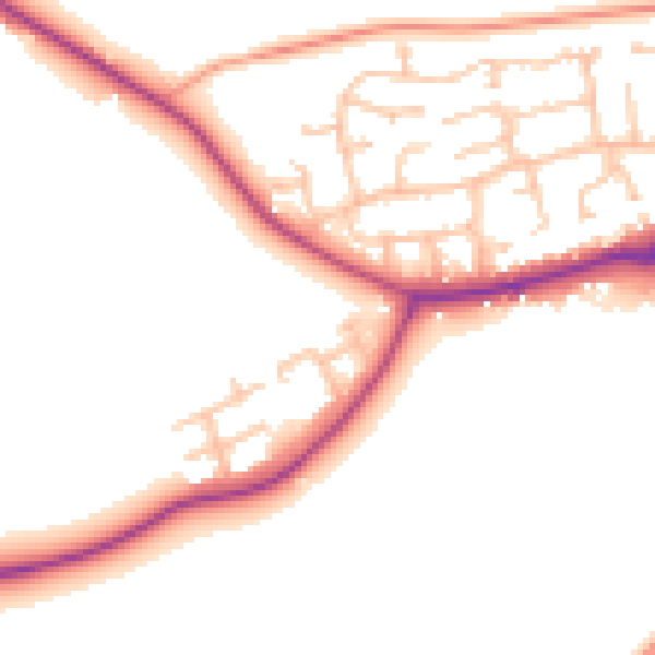 Daytime road noise heatmap for HR6 9FB