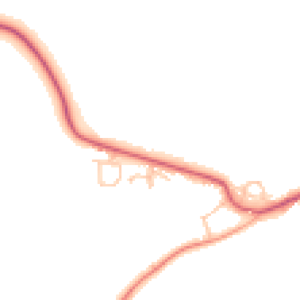 Daytime road noise heatmap for HR6 9NQ