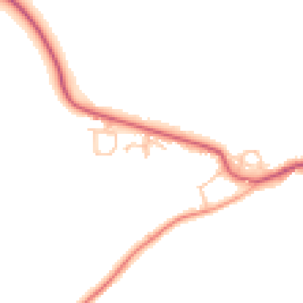 Daytime road noise heatmap for HR6 9NW