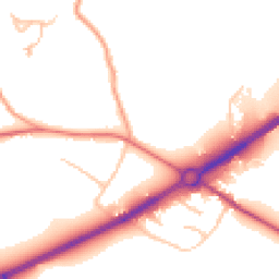 Daytime road noise heatmap for HR9 6PY