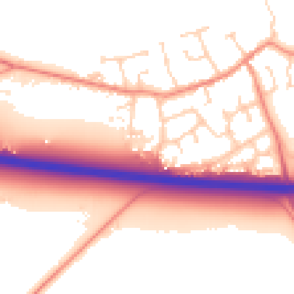 Daytime road noise heatmap for HU15 2DJ