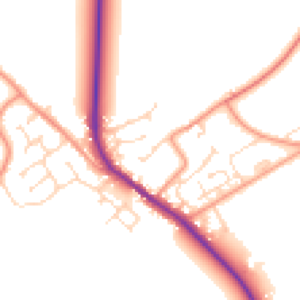 Daytime road noise heatmap for HU17 7LL