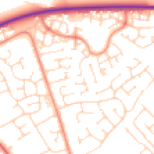 Daytime road noise heatmap for HU17 9TE