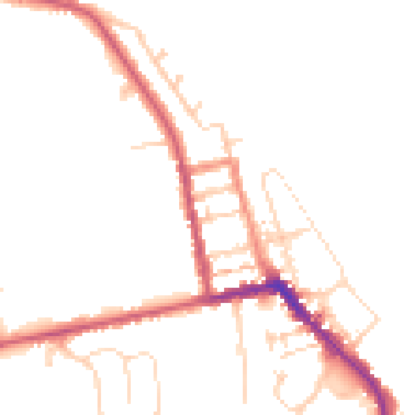 Daytime road noise heatmap for HU19 2AN