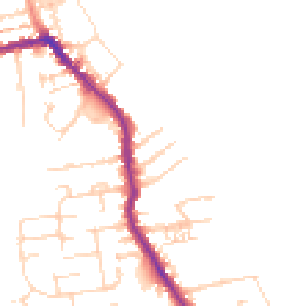Daytime road noise heatmap for HU19 2HW