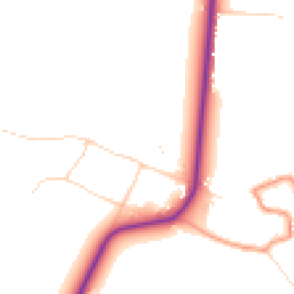 Daytime road noise heatmap for HU19 2SA